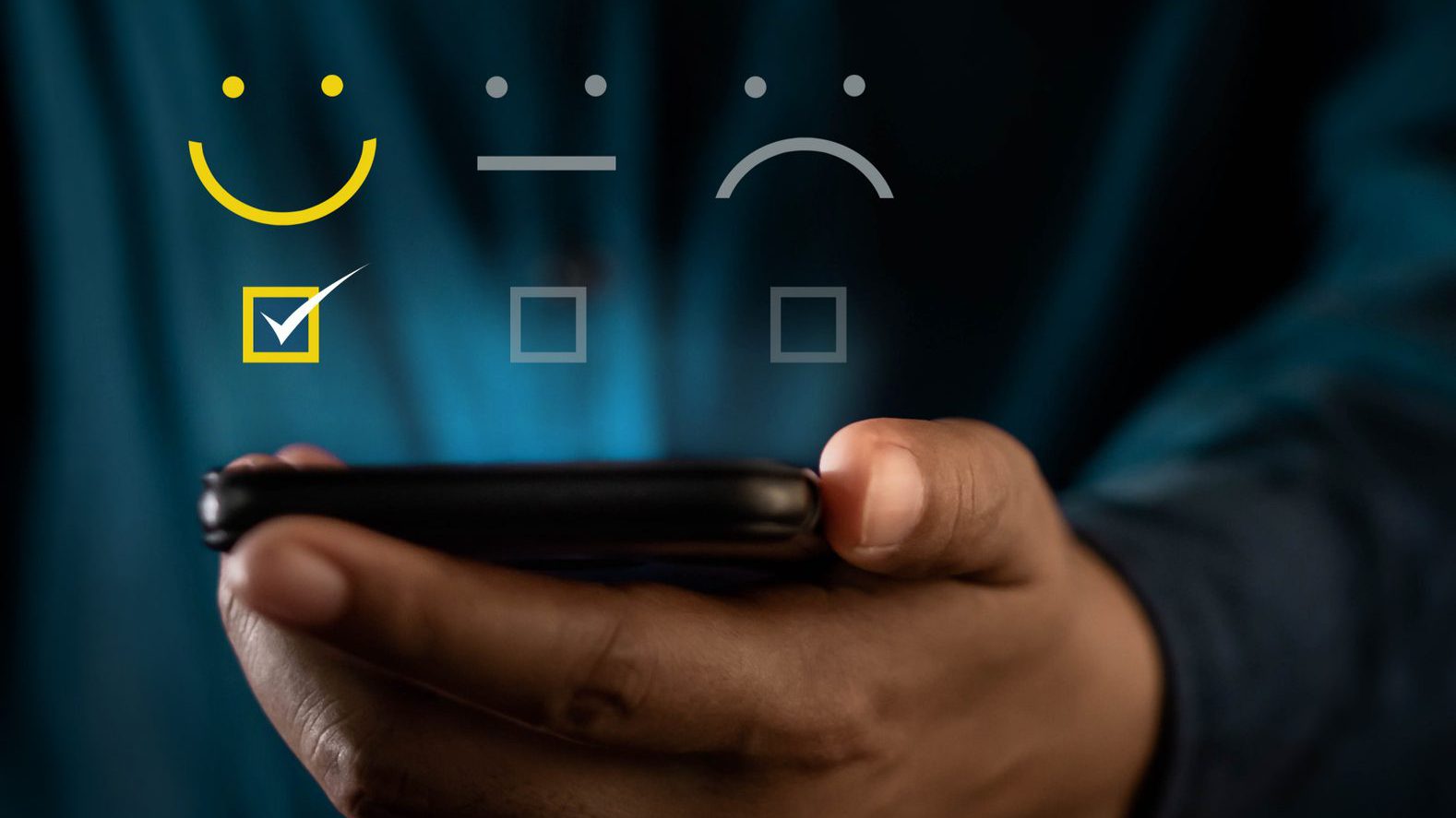 Men on Phone with happy smiley